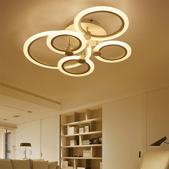 Acrylic Flush Ceiling Light With Multi - Tiered Led And Warm/White/Natural - Available In 3/5/7
