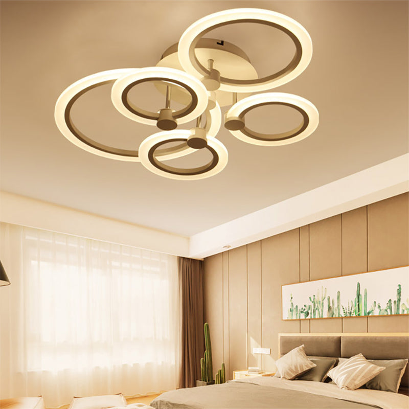 Acrylic Flush Ceiling Light With Multi - Tiered Led And Warm/White/Natural - Available In 3/5/7