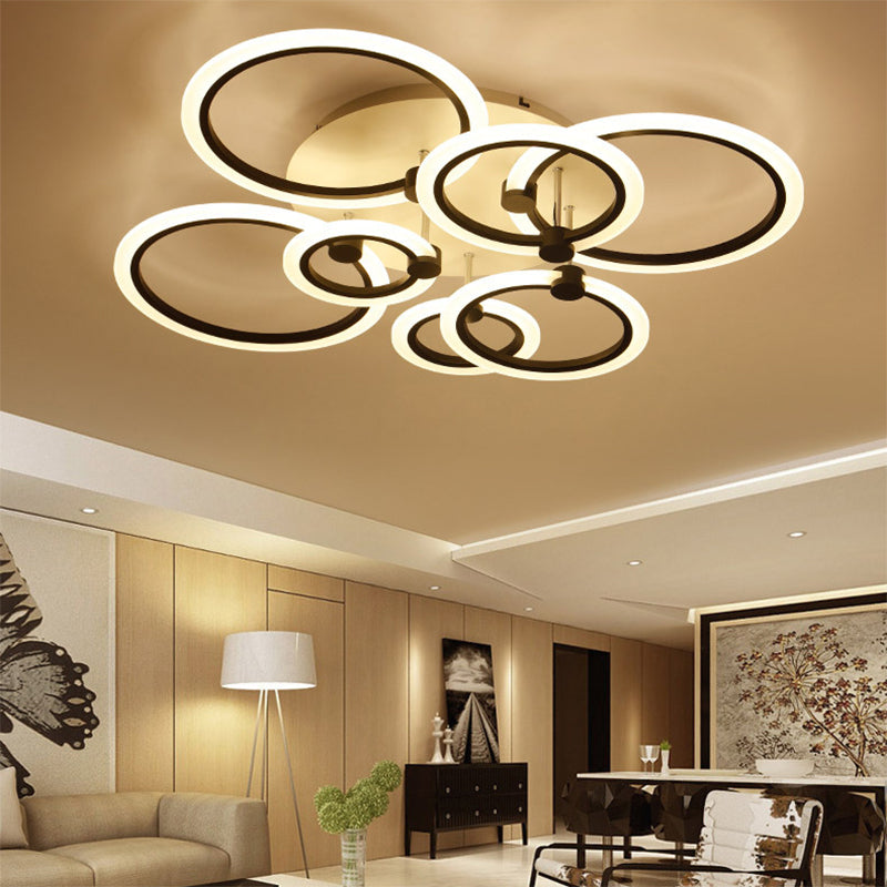 Acrylic Flush Ceiling Light With Multi - Tiered Led And Warm/White/Natural - Available In 3/5/7
