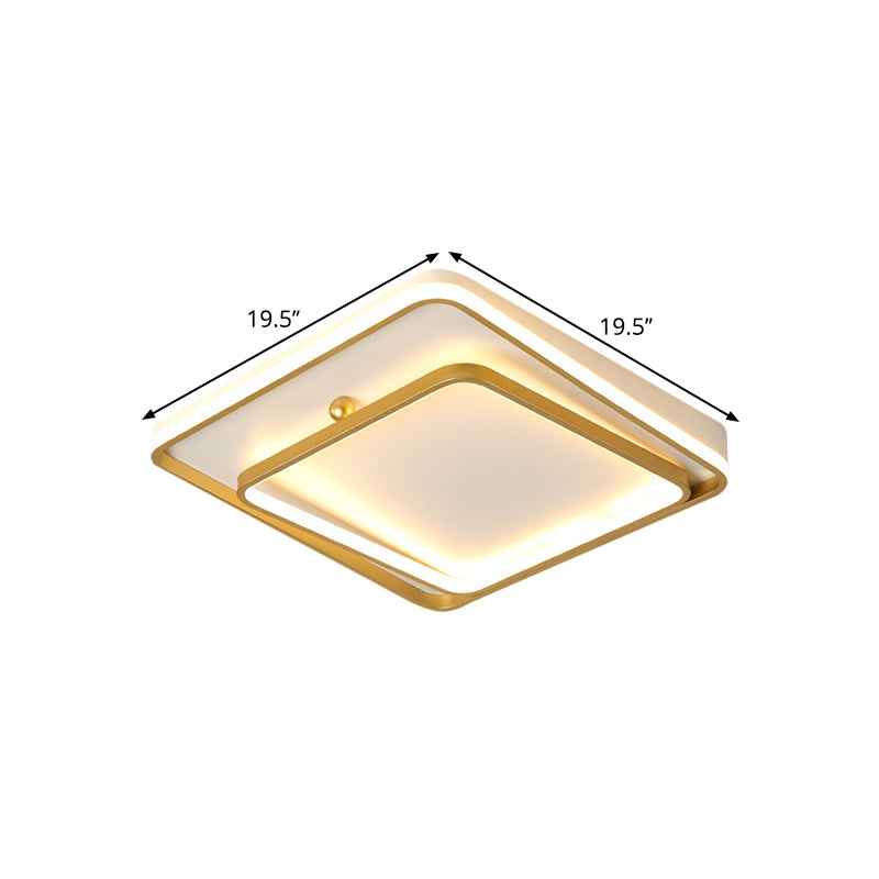 Contemporary White Square Frame Ceiling Led Flush Mount Lamp 19.5’ Wide - Warm/White Light