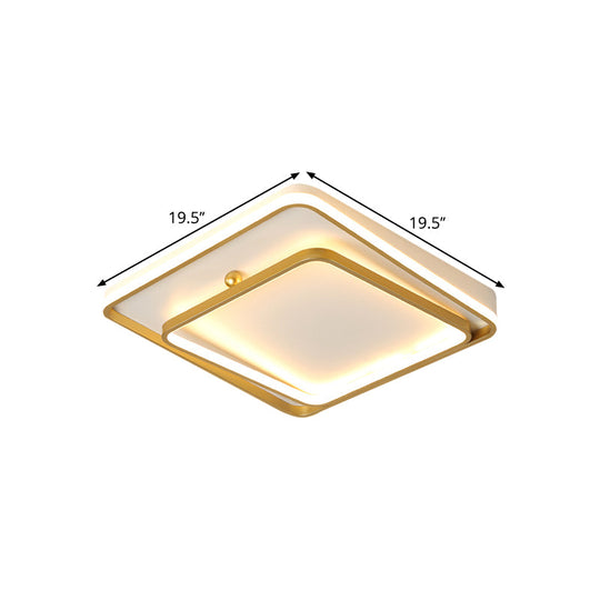Contemporary White Square Frame Ceiling Led Flush Mount Lamp 19.5 Wide - Warm/White Light