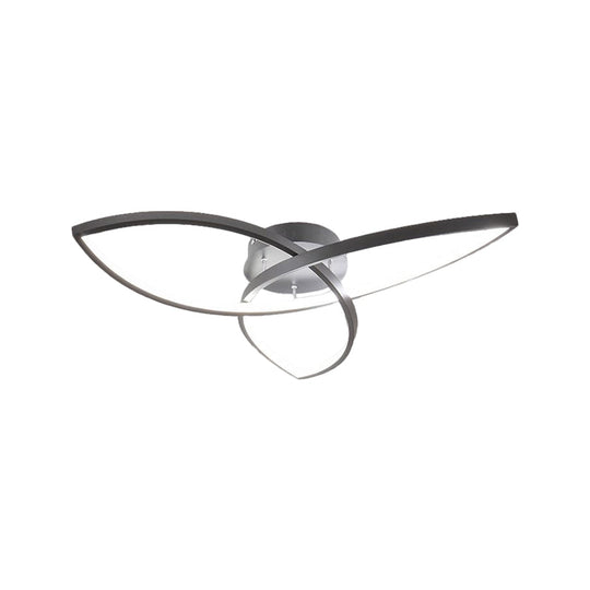 Contemporary Metallic Petal Flush Lamp - 23’/29’ W Led Close To Ceiling Light In Black/White