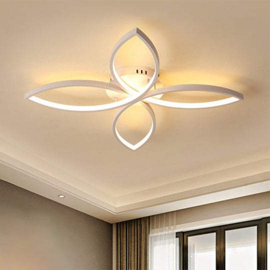 Nordic Style Metallic Butterfly Semi Flush Led Ceiling Fixture In Warm/White Light - 23’/29’