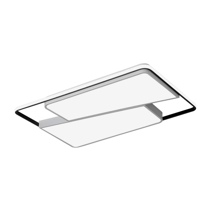 16’/19.5’/35.5’ Rectangular/Square Flush Mount Led Ceiling Light - Modern White Fixture For