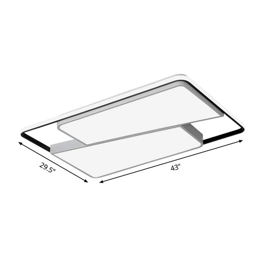 16’/19.5’/35.5’ Rectangular/Square Flush Mount Led Ceiling Light - Modern White Fixture For