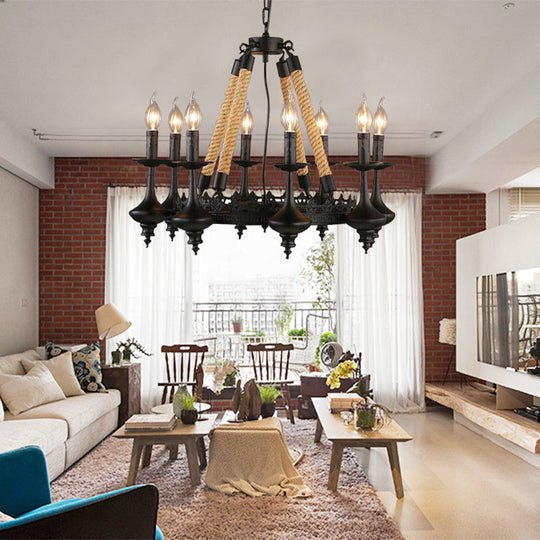 Vintage Industrial Pendant Light With Exposed Bulbs - 3/6 Heads Metal Ceiling Fixture For Living