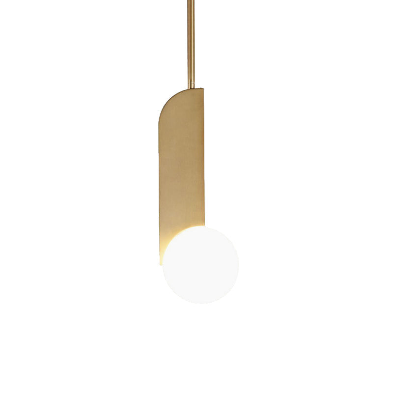 Contemporary White Glass Pendant Light With Gold Finish