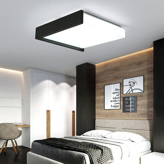 Contemporary Black Square Flush Light With Acrylic Shade - Led Bedroom Ceiling Fixture (16/19.5