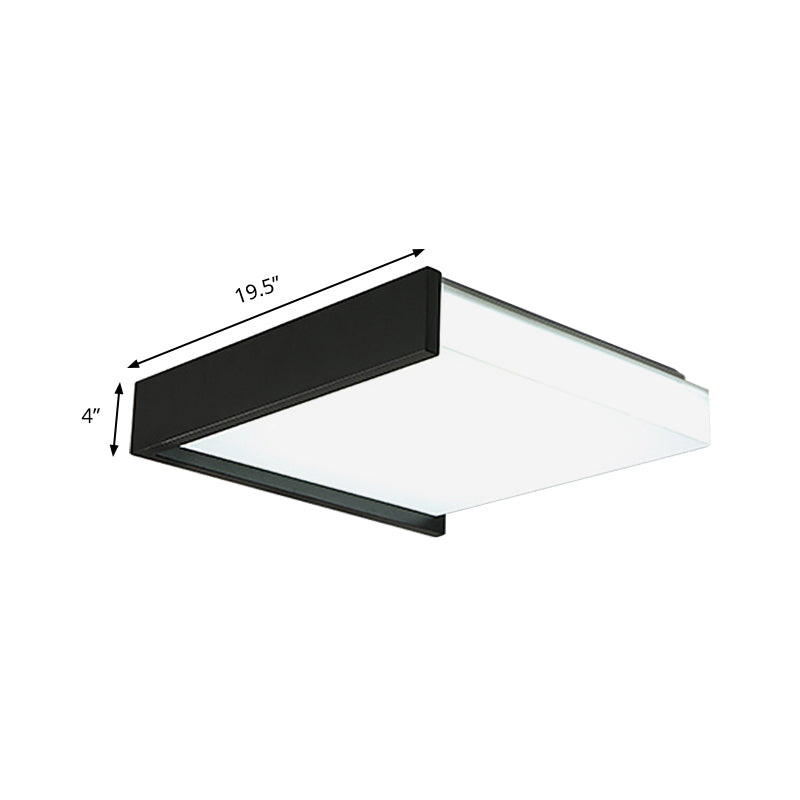 Contemporary Black Square Flush Light With Acrylic Shade - Led Bedroom Ceiling Fixture