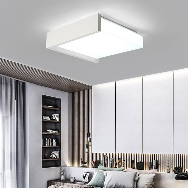 Modern Square Led Ceiling Light With Acrylic Shade - White Bedroom Flush Mount / 16