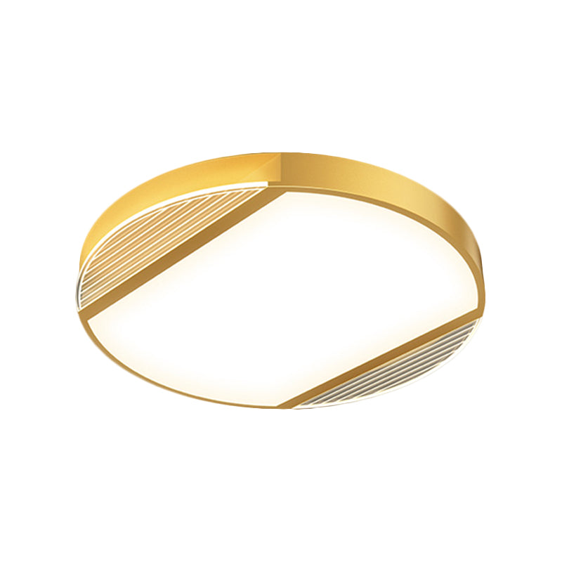 Round Led Gold Flush Mount Ceiling Lamp - Simplicity Metallic Design In Warm/White Light 18/21.5