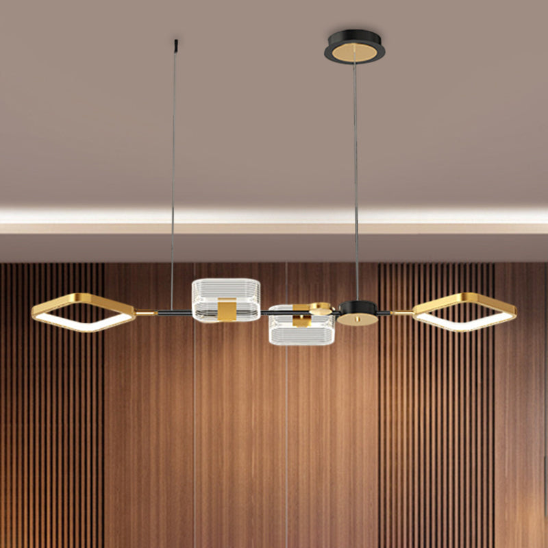 Metal Ceiling Suspension Lamp - Simplicity Led Gold Island Light For Restaurants