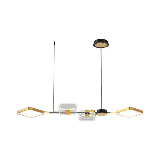 Metal Ceiling Suspension Lamp - Simplicity Led Gold Island Light For Restaurants