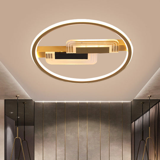 Modern Led Round Ceiling Fixture In Black With Acrylic Shade Warm/White Light 16.5’/20.5’ Wide