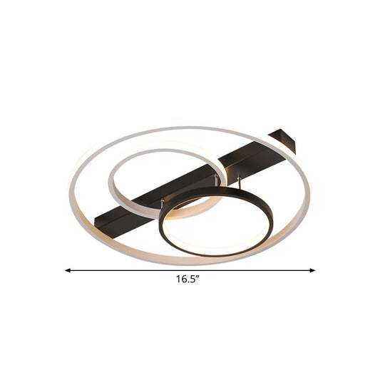 16.5’/20.5’ Contemporary Black And White Led Semi Flush Mount Ceiling Light