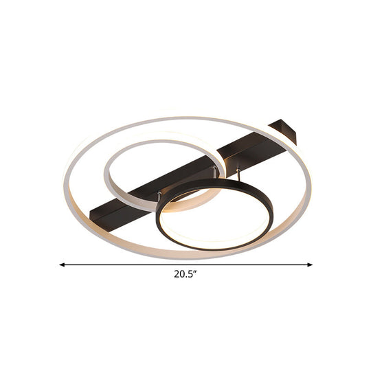 16.5’/20.5’ Contemporary Black And White Led Semi Flush Mount Ceiling Light