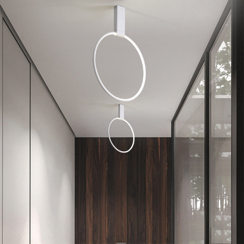 16’/23.5’ Wide Ring Led Flush Mount Ceiling Lamp In Modern Metallic Black/White/Gold Finishes