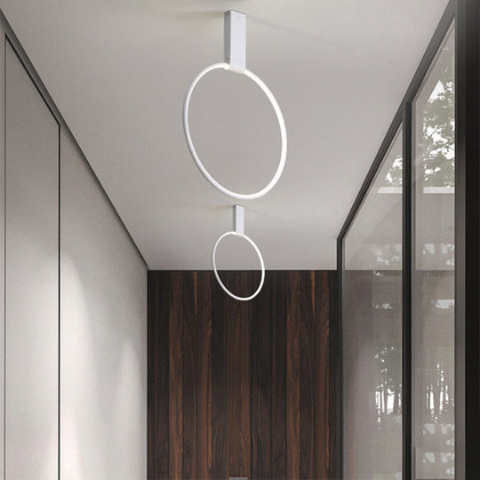 16’/23.5’ Wide Ring Led Flush Mount Ceiling Lamp In Modern Metallic Black/White/Gold Finishes