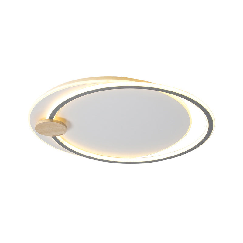 Modern Metal Led Circle Ceiling Lamp: Black/Grey Flush Mount Lighting In Warm/White Light 16.5/20.5