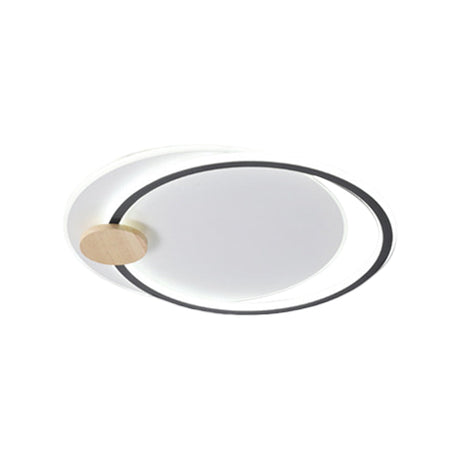 Modern Metal Led Circle Ceiling Lamp: Black/Grey Flush Mount Lighting In Warm/White Light