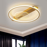 Black/Gold Led Semi-Flush Mount Acrylic Ceiling Lamp In Warm/White Light 16.5/20.5 Width Gold / 16.5