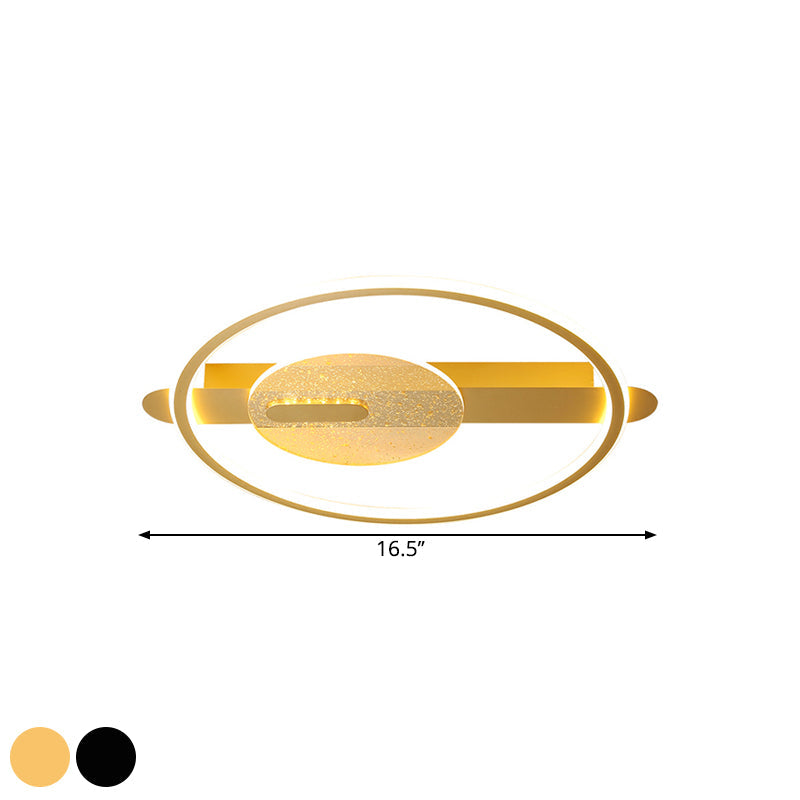 Black/Gold Led Semi - Flush Mount Acrylic Ceiling Lamp In Warm/White Light 16.5’/20.5’ Width