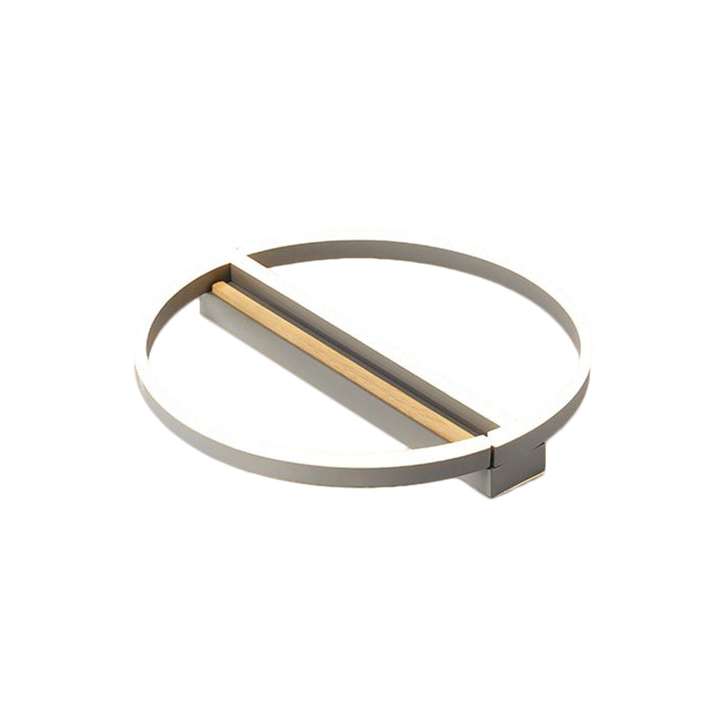 Circle Semi Flush Mount Metal Led Ceiling Fixture In Gold/Grey - 16.5’/20.5’ Wide Minimalistic