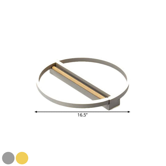 Circle Semi Flush Mount Metal Led Ceiling Fixture In Gold/Grey - 16.5’/20.5’ Wide Minimalistic