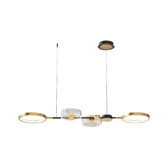 Gold Metallic Led Modern Pendant Light Fixture For Island With Circular Design