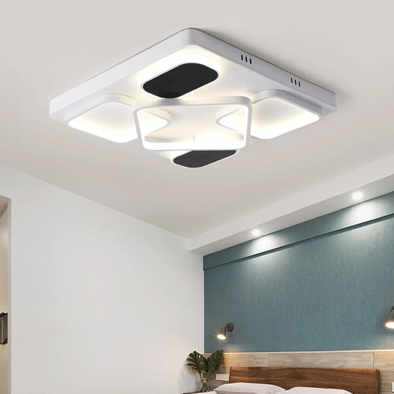 Modern Minimalist Square Flush Ceiling Light In Black – Acrylic Shade Led 21.5’/27.5’ Width