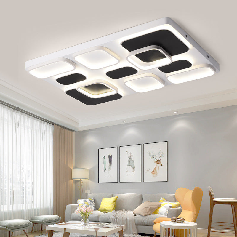 Modern Minimalist Square Flush Ceiling Light In Black – Acrylic Shade Led 21.5’/27.5’ Width