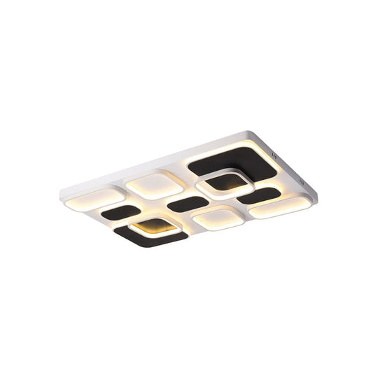 Modern Minimalist Square Flush Ceiling Light In Black – Acrylic Shade Led 21.5’/27.5’ Width