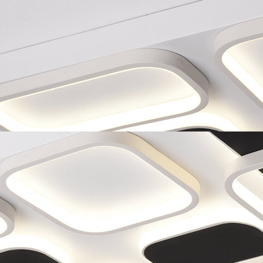 Modern Minimalist Square Flush Ceiling Light In Black – Acrylic Shade Led 21.5’/27.5’ Width
