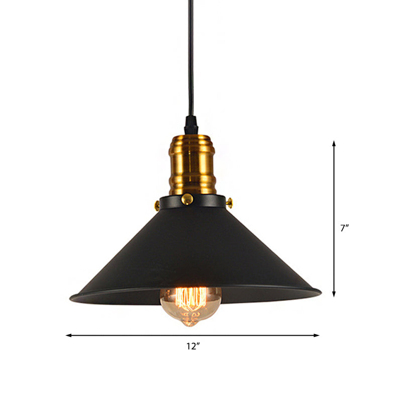 Vintage Cone Metal Ceiling Pendant Light - 1/2/3-Pack Black Stylish Design 10’/12’/14’ Width
