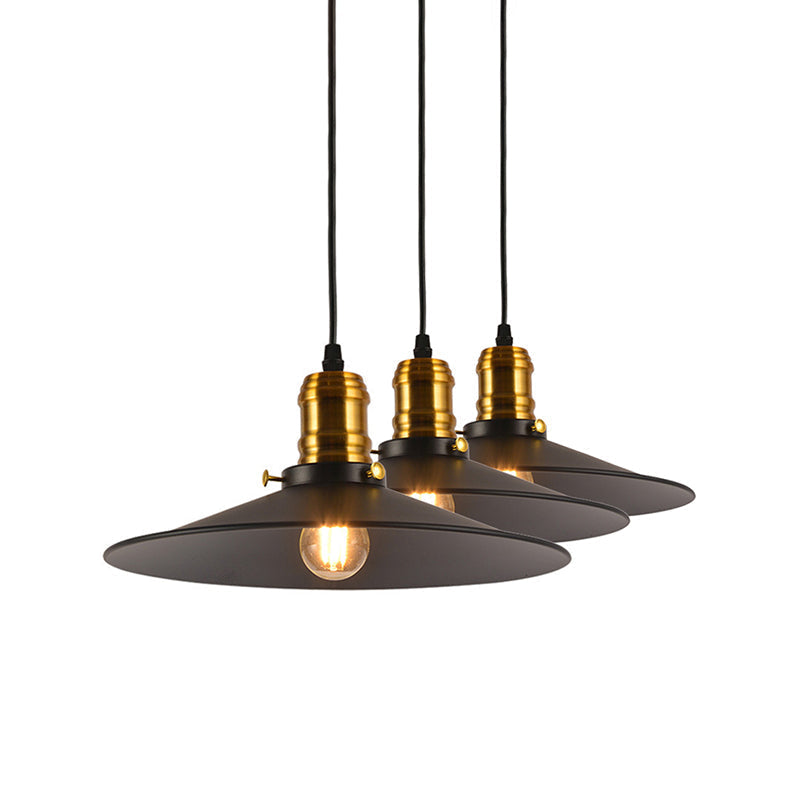 Metallic Cone Hanging Light - Industrial Style Pack Of 1/2/3 8.5’/10’ Wide Black Finish