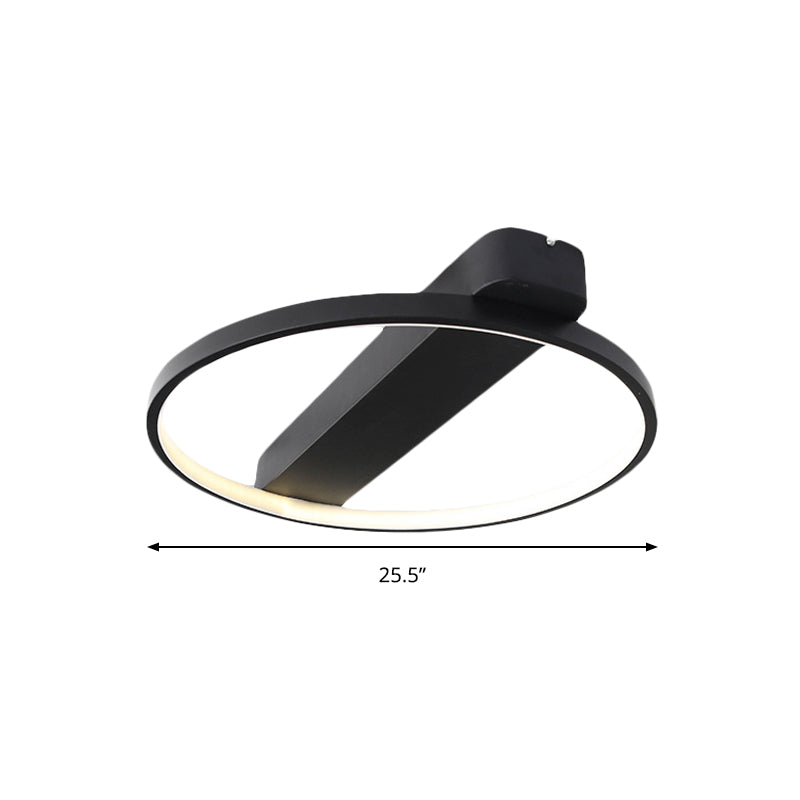 Modern Ring Acrylic Flush Light: 18’/25.5’ Wide Led Ceiling Fixture For Living Room (Black/White)
