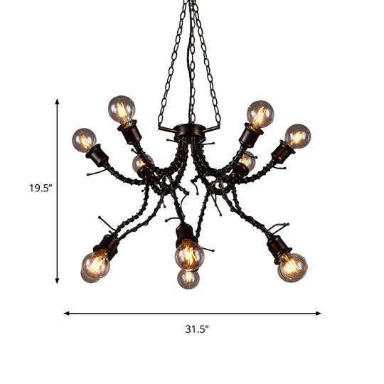 Vintage Rustic Iron Twig Arm Chandelier Pendant Lamp For A Stylish Cafe Vibe