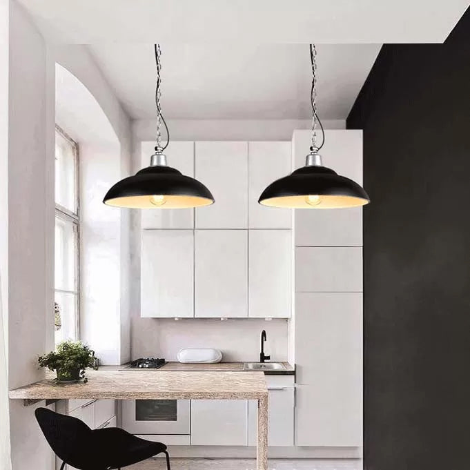 Vintage Style Double Bubble Hanging Ceiling Light For Living Room - Black/Green Metal Shade