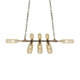 Blue/Amber Vintage Style Glass Bottle Chandelier Pendant Light With 8 Heads For Stairway