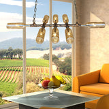 Blue/Amber Vintage Style Glass Bottle Chandelier Pendant Light With 8 Heads For Stairway Amber