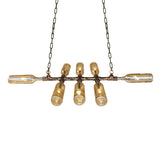 Blue/Amber Vintage Style Glass Bottle Chandelier Pendant Light With 8 Heads For Stairway