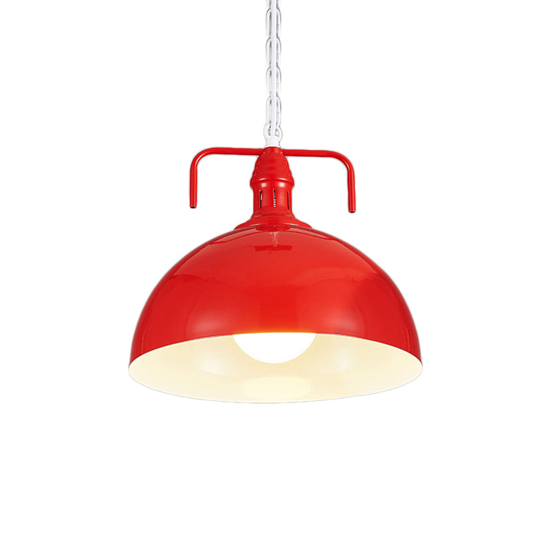Industrial Metallic Living Room Pendant Light - 1 Red/Yellow/Rust Finish 12’/16’ Bowl