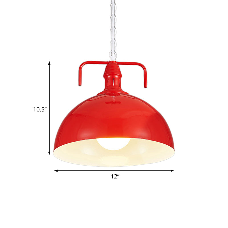 Industrial Metallic Living Room Pendant Light - 1 Red/Yellow/Rust Finish 12’/16’ Bowl