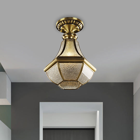 Farmhouse Bell Ceiling Light - Brass Flush Mount For Hallway
