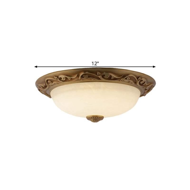 Farmhouse Dome Ceiling Lamp With Opaline Glass Brass Finish - Multiple Sizes & Lights Available