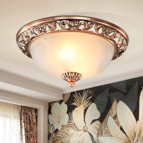 Vintage Dome Glass Flush Mount Ceiling Light Fixture - 2 Bulbs Brass/Bronze/Copper Finish 12.5/15