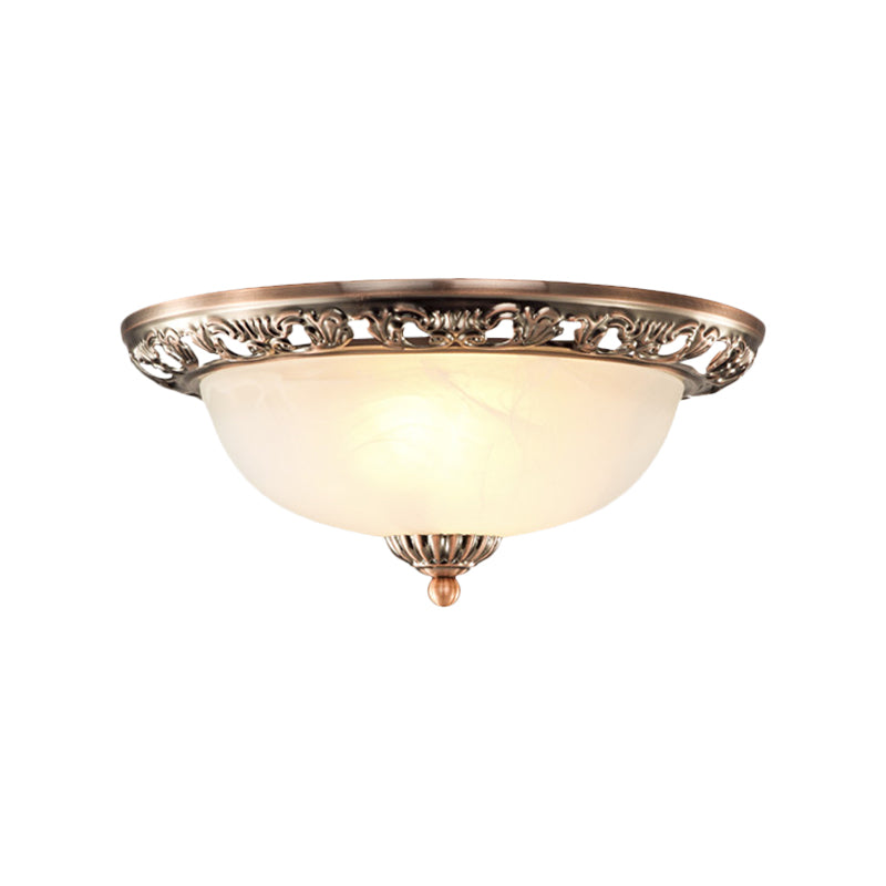 Vintage Dome Glass Flush Mount Ceiling Light Fixture - 2 Bulbs Brass/Bronze/Copper Finish
