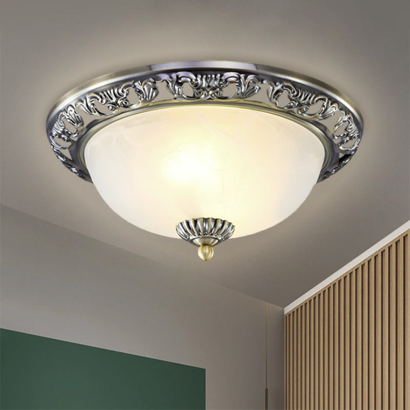 Vintage Dome Glass Flush Mount Ceiling Light Fixture - 2 Bulbs Brass/Bronze/Copper Finish