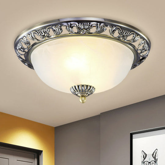 Vintage Dome Glass Flush Mount Ceiling Light Fixture - 2 Bulbs Brass/Bronze/Copper Finish