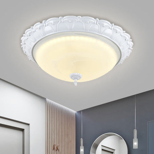 Flush Mount Led Dome Light In Cottage White With Frosted Glass 16’/20.5’ Width - Available Warm